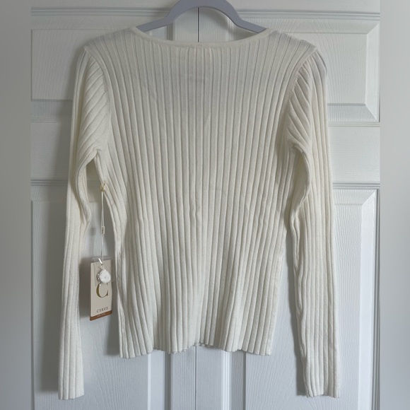 Cyrus Cream Ribbed Knit Sweater - Picture 3 of 3